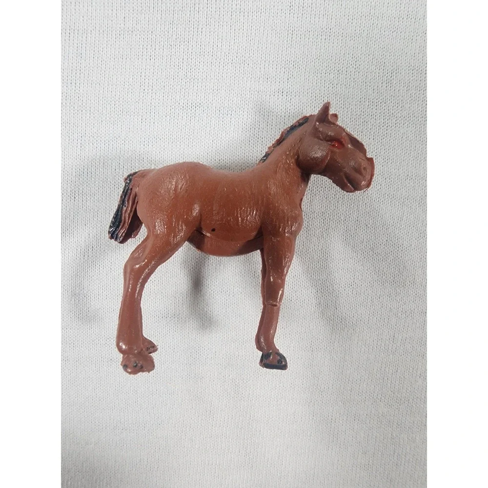 Vintage Horse Figurines Solid Molded Plastic Black White Brown Animal Toy Lot
